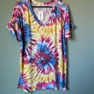 Zenana Outfitters Colorful Tie-Dye V-Neck Tee